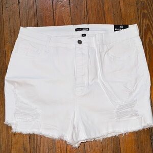 Fashion Nova Crisp White Distressed Jean Shorts